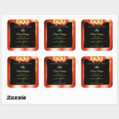 Floral Oranje Red Marble Black Product Labels Logo (Vel)