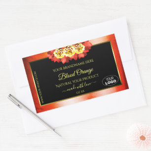 Floral Oranje Red Marble Black Product Labels Logo