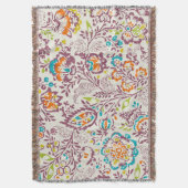 Floral Oranje Turquoise Limoen en Paars Pattern Deken (Voorkant Verticaal)