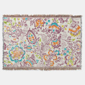 Floral Oranje Turquoise Limoen en Paars Pattern Deken (Voorkant)