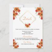 Floral Oranje Wedding Details Land Herfst Rustic Kaart (Voorkant)