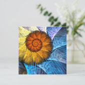 Floral Oranje-Yellow Blue Abstract Art (Staand voorkant)