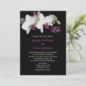Floral Orchid bruiloft uitnodiging met monogrammen (Staand voorkant)