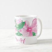 Floral Orchid Pink Monogram Koffiemok (Voorkant rechts)