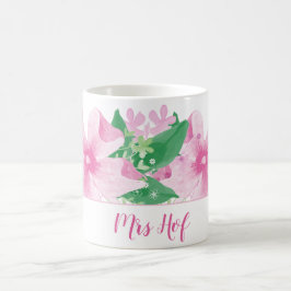 Floral Orchid Pink Monogram Koffiemok