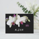 Floral Orchid RSVP bruiloft uitnodiging en monogra (Staand voorkant)