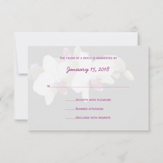 Floral Orchid RSVP bruiloft uitnodiging en monogra (Achterkant)
