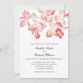 Floral orchidee elegant moderne huwelijksuitnodigi kaart (Voorkant)