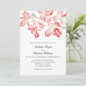 Floral orchidee elegant moderne huwelijksuitnodigi kaart (Staand voorkant)