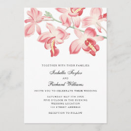 Floral orchidee elegant moderne huwelijksuitnodigi kaart