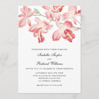 Floral orchidee elegant moderne huwelijksuitnodigi kaart