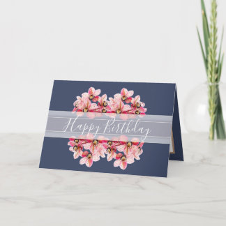 Floral  orchideeën Bloem Bouquet Roze Birthday Kaart
