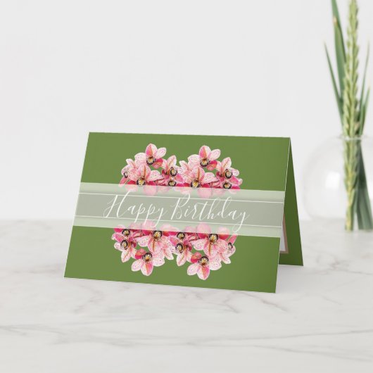 Floral  orchideeën Bloem Bouquet Roze Birthday Kaart (Voorkant)