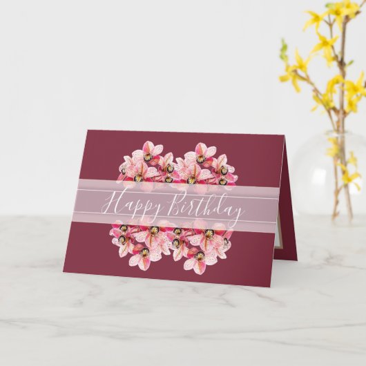 Floral  orchideeën Bloem Bouquet Roze Birthday Kaart (Gele Bloem)