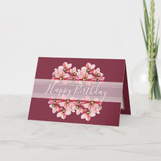 Floral  orchideeën Bloem Bouquet Roze Birthday Kaart