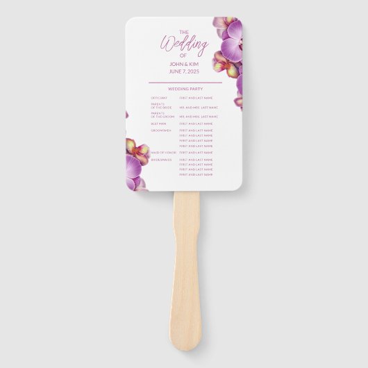 Floral Orchids Trouwprogramma Set van Fans Handwaaier (Voorkant)
