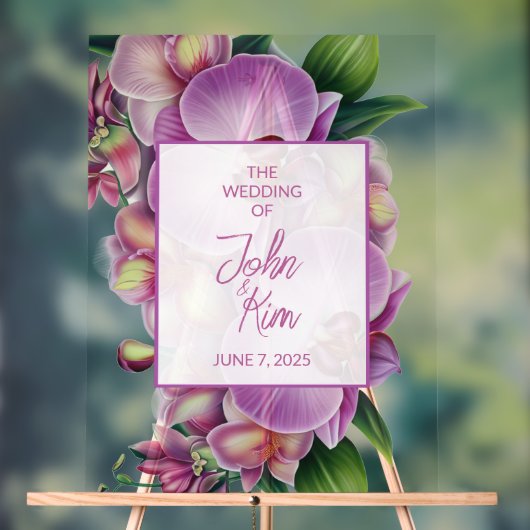 Floral Orchids Wedding Acryl Bord (Neutraal)