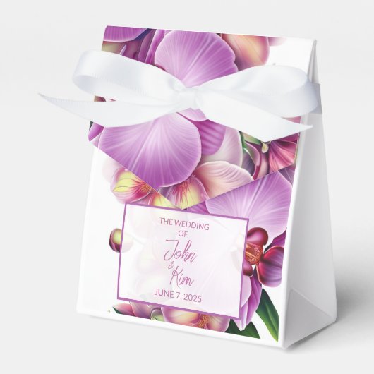 Floral Orchids Wedding Bedankdoosjes (Voorkant Zijde)