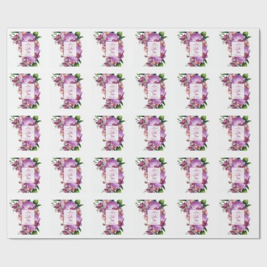 Floral Orchids Wedding Cadeaupapier (Vlak)