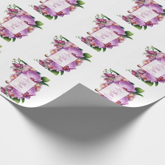 Floral Orchids Wedding Cadeaupapier (Hoek)