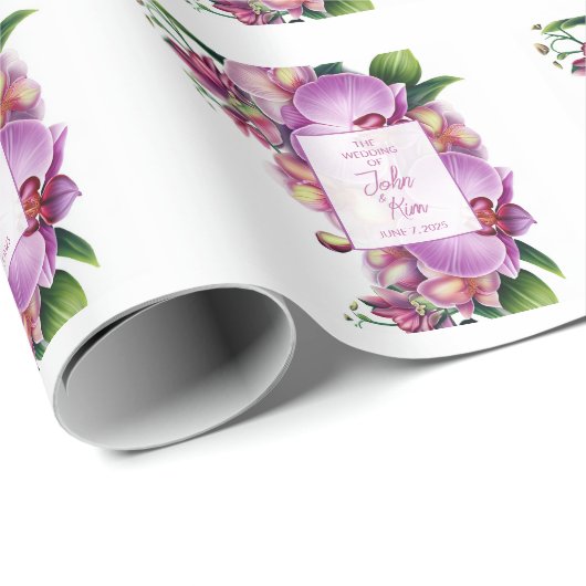 Floral Orchids Wedding Cadeaupapier (Rol Hoek)