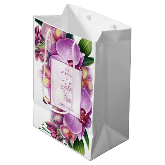 Floral Orchids Wedding Medium Cadeauzakje (Voorkant Gekanteld)