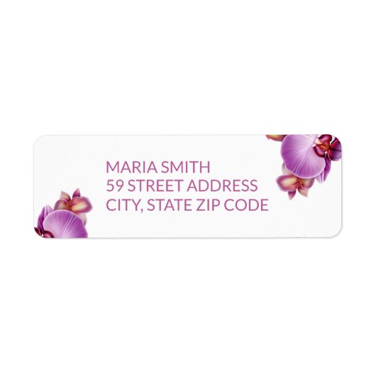 Floral Orchids Wedding Retour Adres Label (Voorkant)