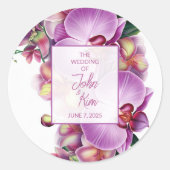 Floral Orchids Wedding Ronde Sticker (Voorkant)