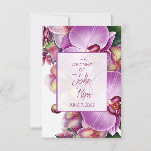 Floral Orchids Wedding RSVP Kaartje (Voorkant)