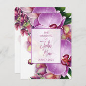 Floral Orchids Wedding RSVP Kaartje (Voorkant / Achterkant)