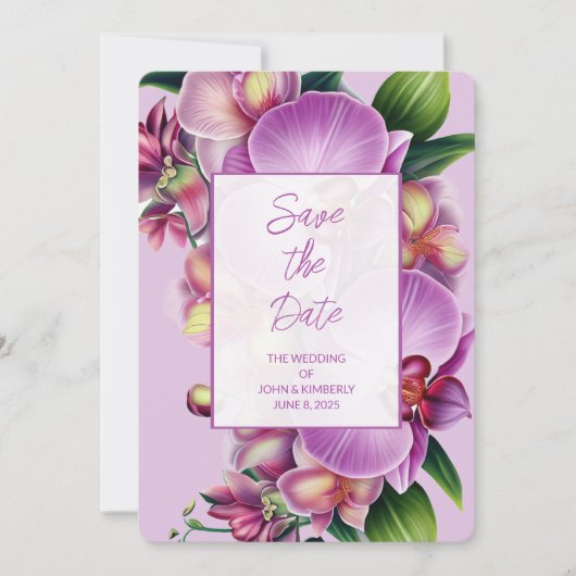Floral Orchids Wedding Save the Date (Voorkant)