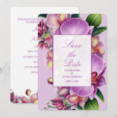Floral Orchids Wedding Save the Date Kaart (Voorkant / Achterkant)