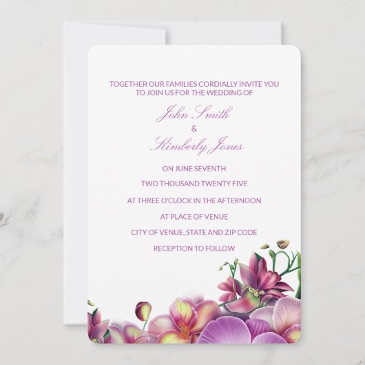 Floral Orchids Wedding Save the Date Kaart (Achterkant)