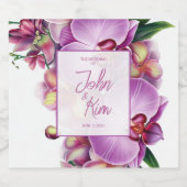 Floral Orchids Wedding Sparkling Wijnetiket (Enkel label)
