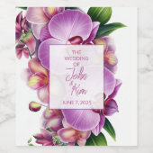 Floral Orchids Wedding Wijn Etiket (Enkel label)