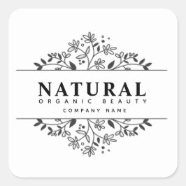Floral organische schoonheid en cosmetica vierkant vierkante sticker