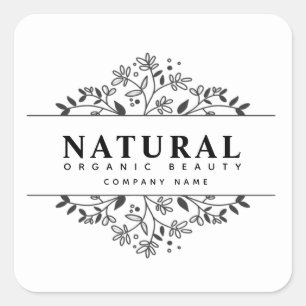 Floral organische schoonheid en cosmetica vierkant vierkante sticker