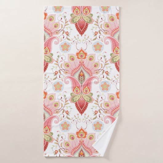Floral oriental damask patroon met paisley en pe badhanddoek (Badhanddoek)