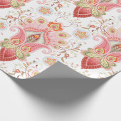 Floral oriental damask patroon met paisley en pe cadeaupapier (Hoek)