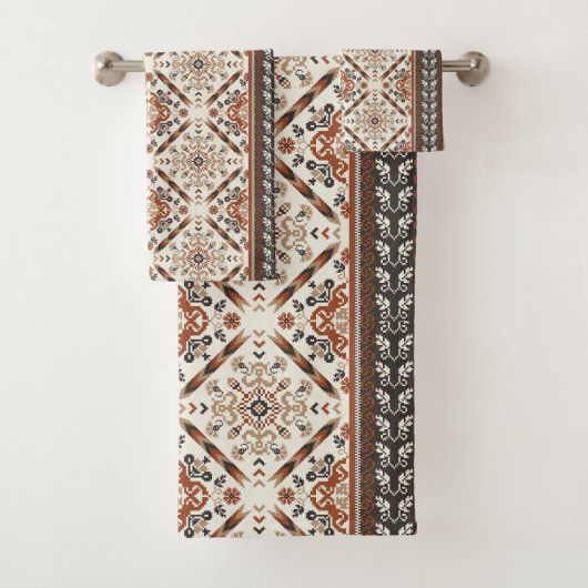 Floral Oriental Ethnic Patroon Bad Handdoek (Insitu)