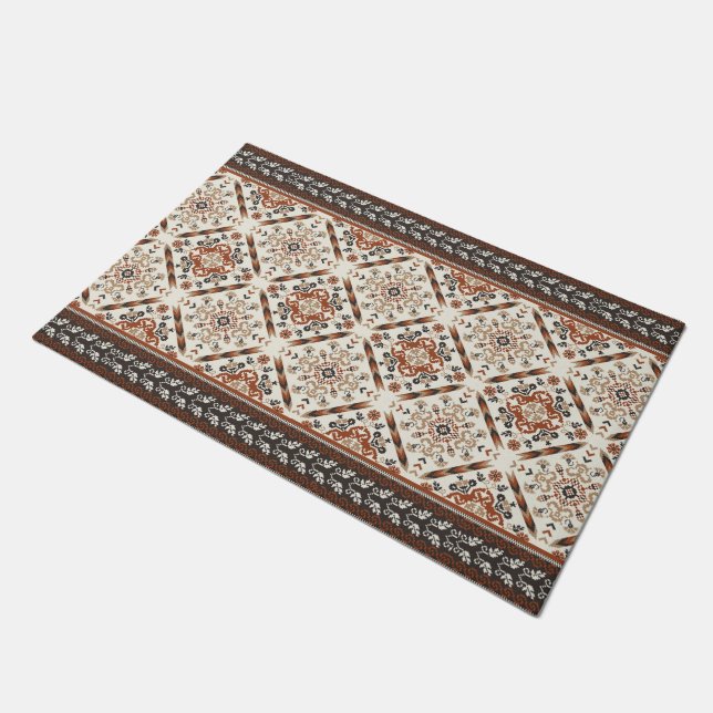 Floral Oriental Ethnic Patroon Deurmat (Schuin)