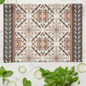 Floral Oriental Ethnic Patroon Theedoek (Gevouwen)