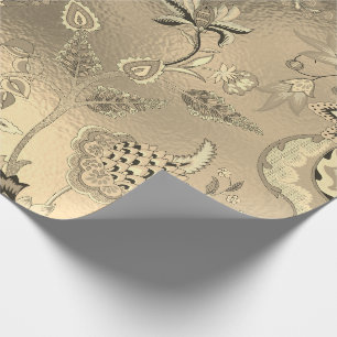 Floral Oriental Garden Gold Sepia Foxier Glass Cadeaupapier
