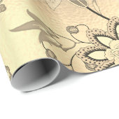 Floral Oriental Garden Gold Sepia Foxier Glass Cadeaupapier (Rol Hoek)