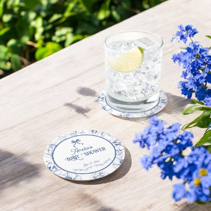 Floral Ornament  Classic Baby shower Ronde Kartonnen Onderzetter