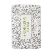 Floral Ornament Family Name, Black and White Badmat (Voorkant Verticaal)