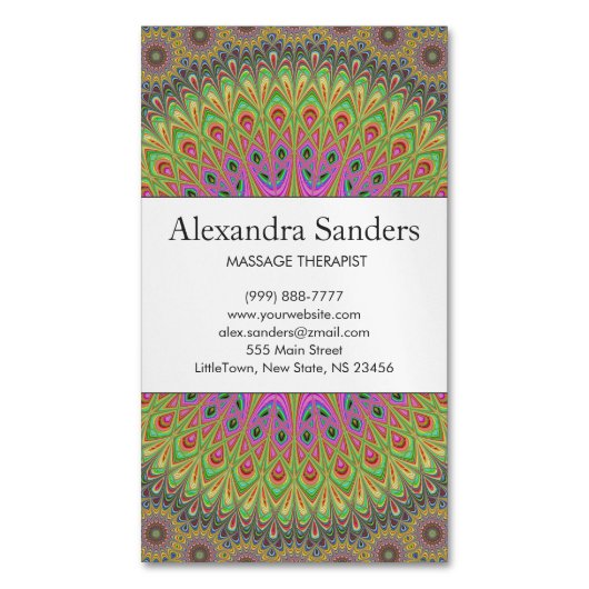 Floral Ornament Mandala Magnetisch Visitekaartje (Voorkant Verticaal)