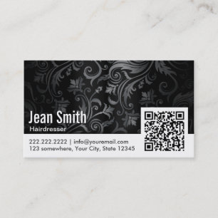 Floral Ornament QR Code Hairdresser Visitekaartje
