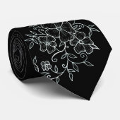 Floral Ornaments Black Stropdas (Opgerold)