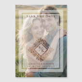 Floral Ornate Frame Diamond Shape Wedding Initials Magnetische Uitnodiging (Voorkant)